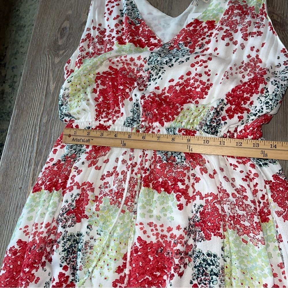Lucky Brand Sleeveless V Neck Red Pink Floral Print Maxi Dress Size Medium - Picture 11 of 12